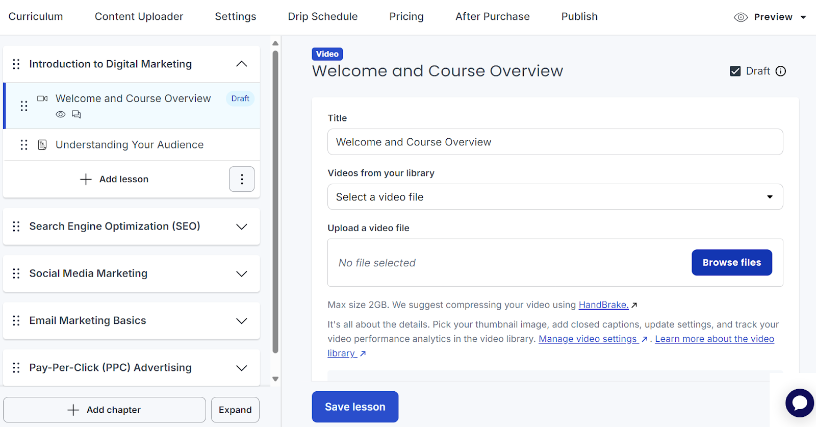 Thinkific's course building platform
